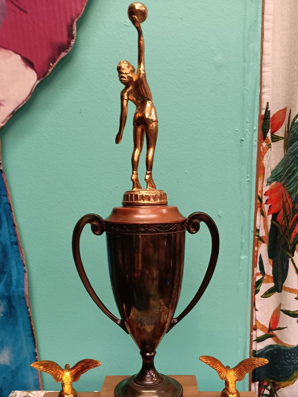 MCM Bronze Finish Women's Volleyball Trophy Accent - Brown/Gold